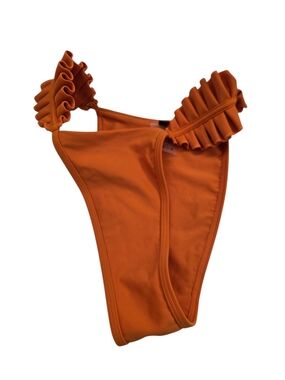 Andrea Iyamah Orange Ruffle-Strap bottom bikini